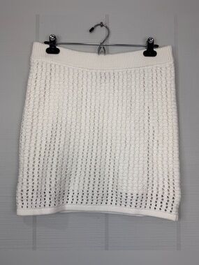 Gap White Knit Crochet Sweater Mini Skirt Summer Beach Ocean Pool Size M